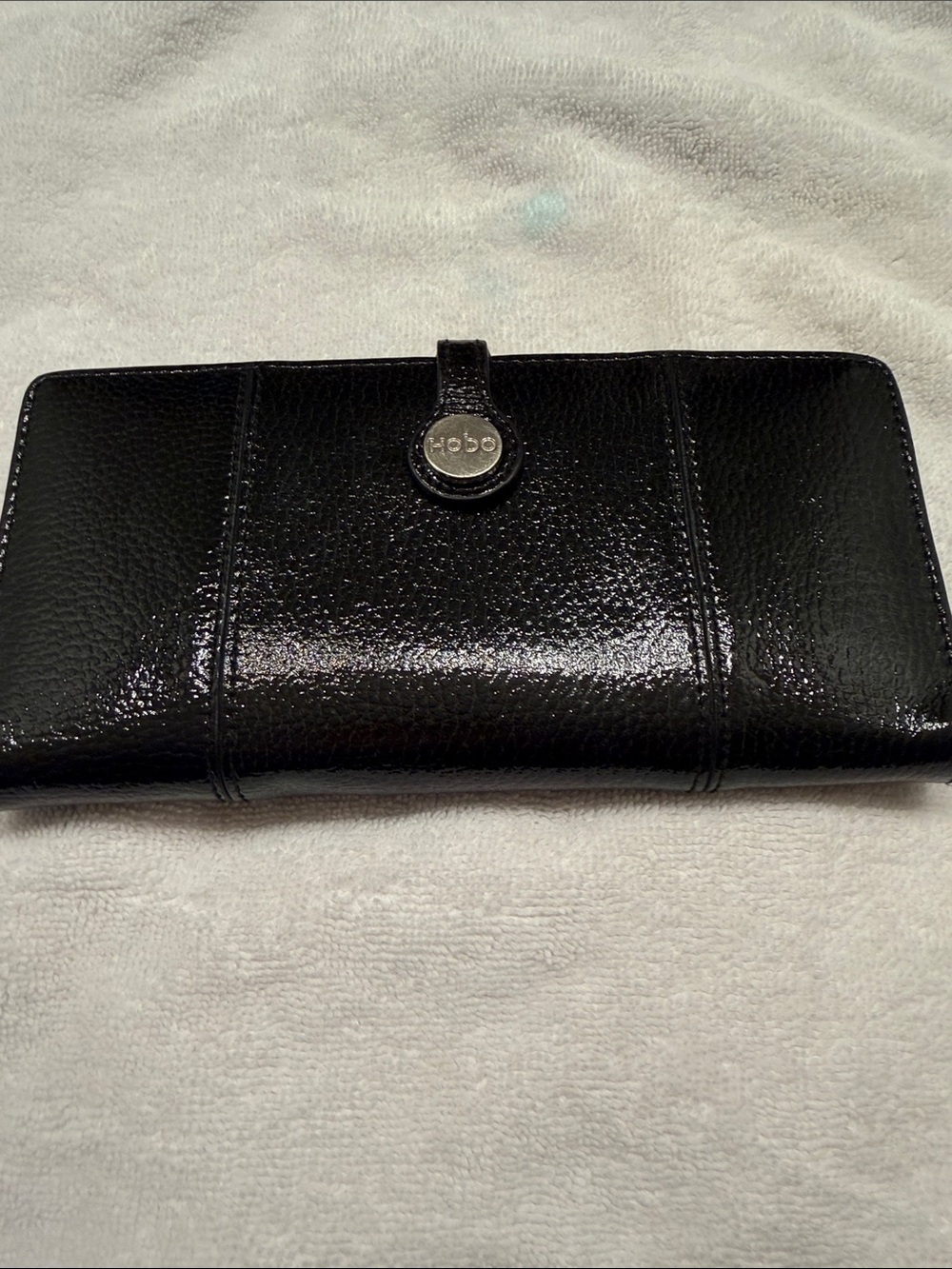 HOBO Black patent Snap-Closure Wallet